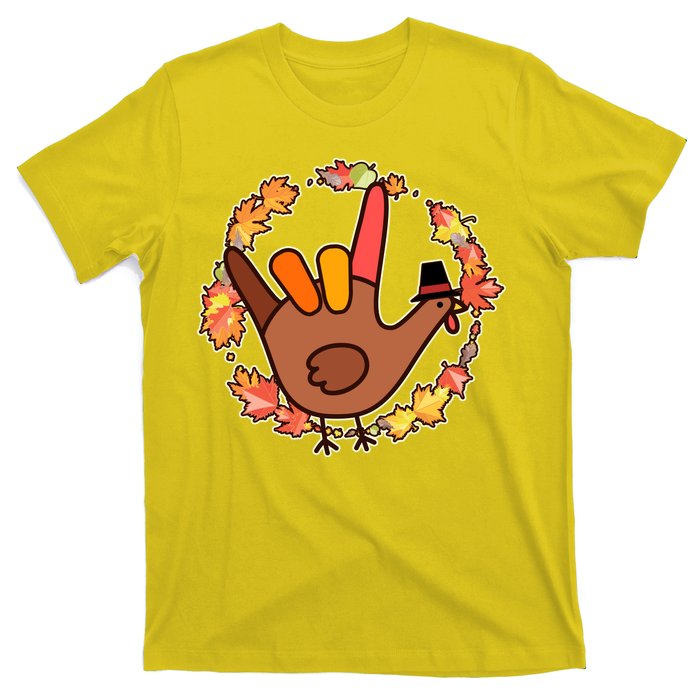 Thanksgiving Turkey Sign Language I Love You T-Shirt