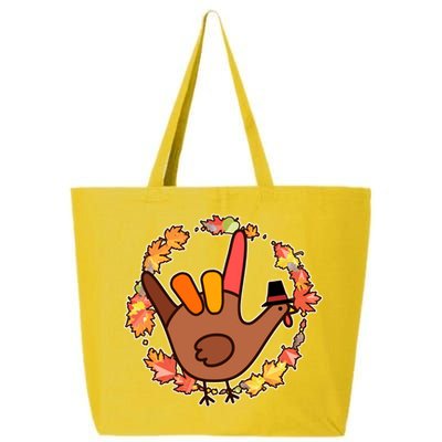 Thanksgiving Turkey Sign Language I Love You 25L Jumbo Tote