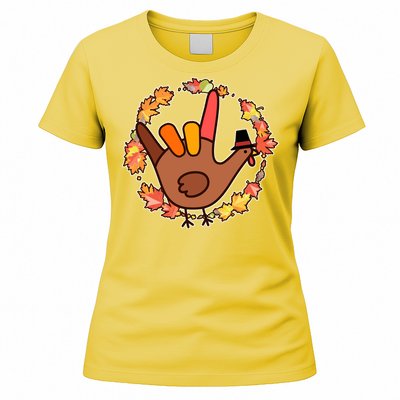 Thanksgiving Turkey Sign Language I Love You Women's T-Shirt