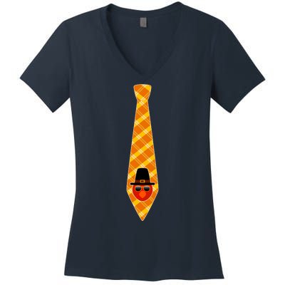 Thanksgiving Turkey Tie Women's V-Neck T-Shirt