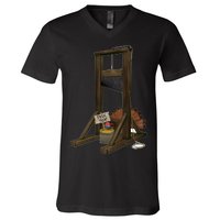 Thanksgiving Turkey Tricked Free Feed Funny V-Neck T-Shirt