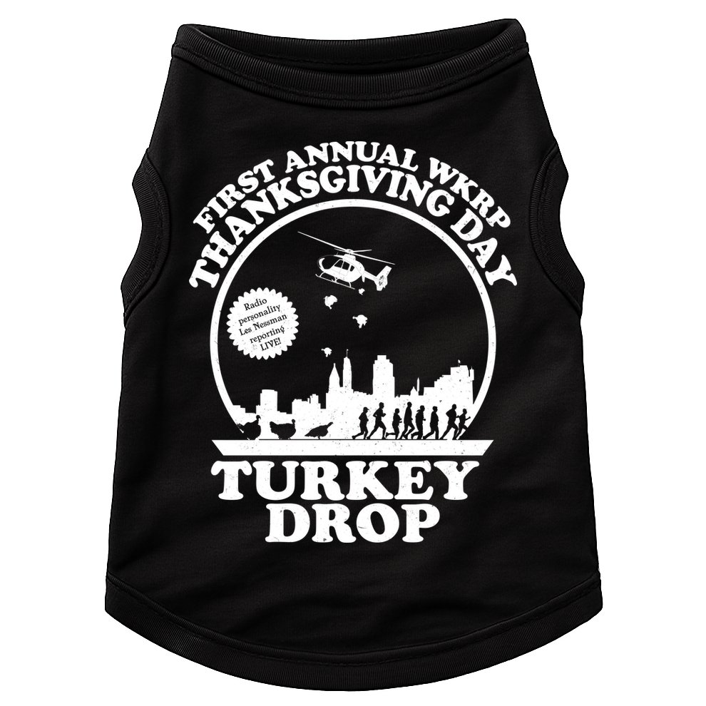 Thanksgiving WKRP Turkey Drop Doggie Tank