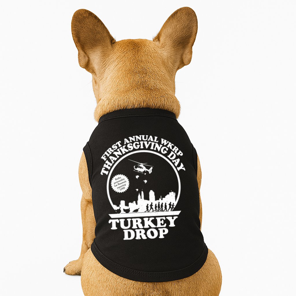 Thanksgiving WKRP Turkey Drop Doggie Tank
