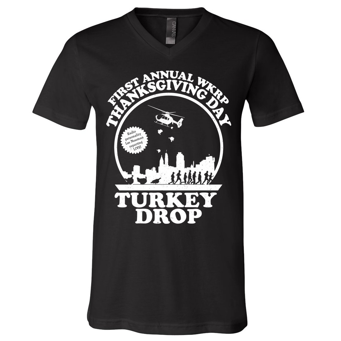 Thanksgiving WKRP Turkey Drop V-Neck T-Shirt