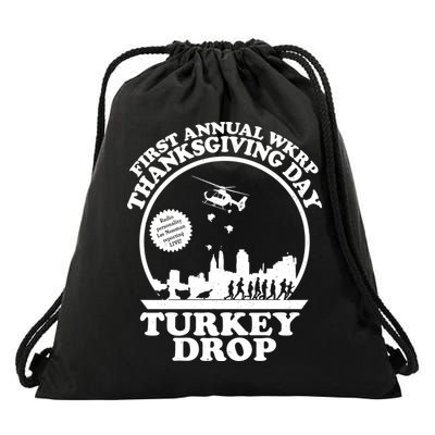 Thanksgiving WKRP Turkey Drop Drawstring Bag