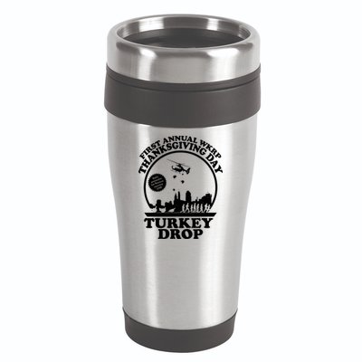 Thanksgiving WKRP Turkey Drop 16oz Travel Tumbler