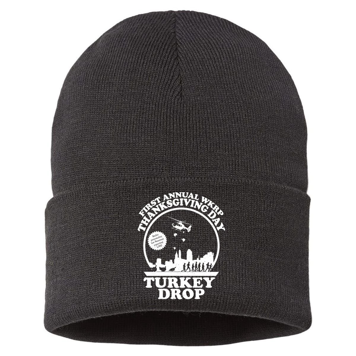 Thanksgiving WKRP Turkey Drop Sustainable Knit Beanie
