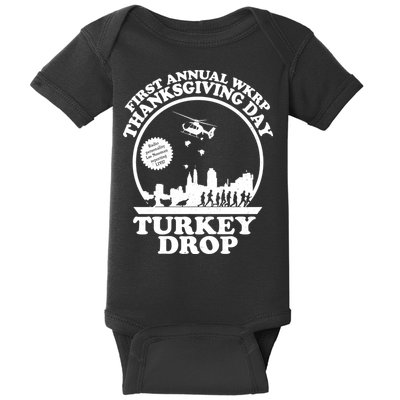 Thanksgiving WKRP Turkey Drop Baby Bodysuit
