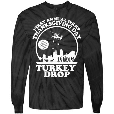 Thanksgiving WKRP Turkey Drop Tie-Dye Long Sleeve Shirt