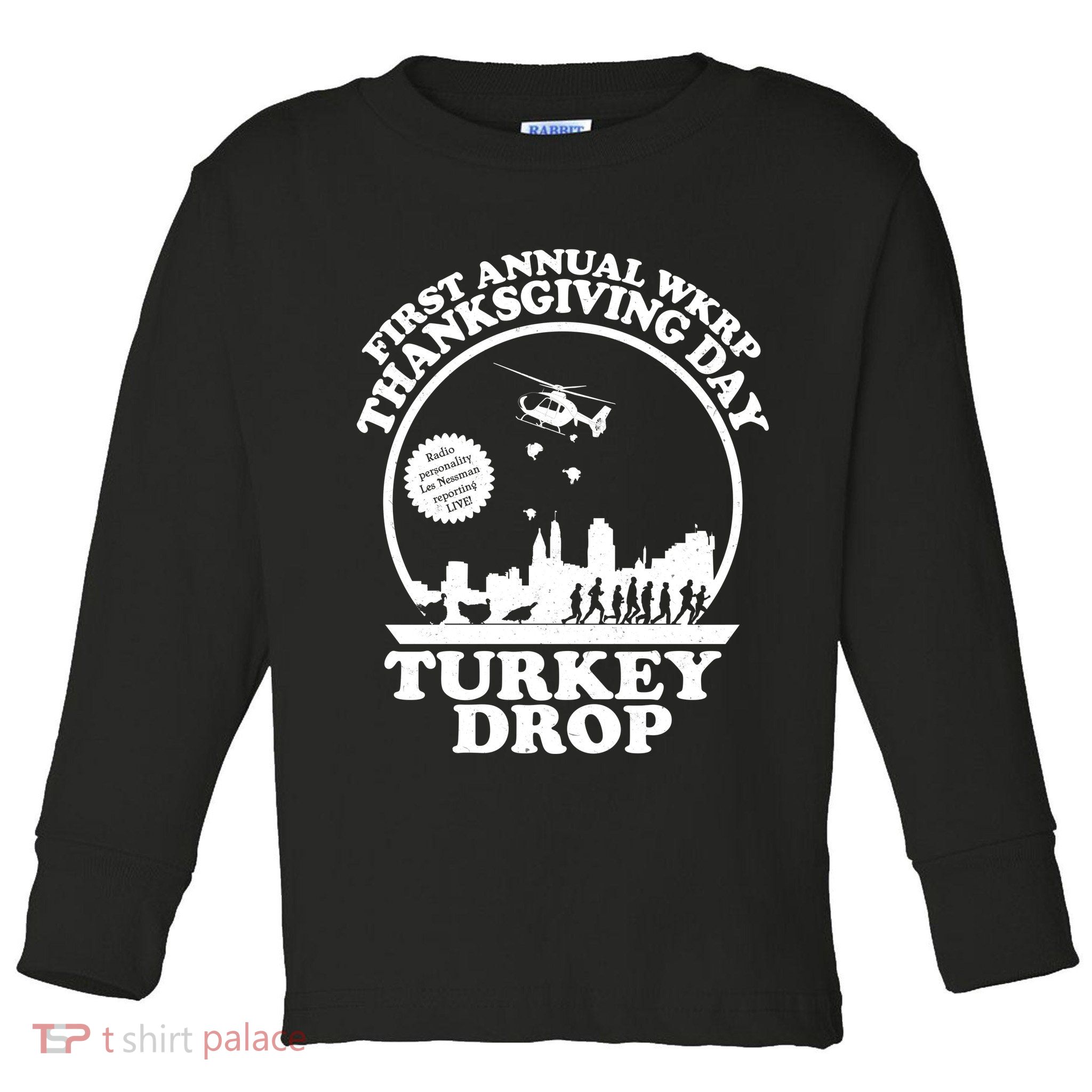 Thanksgiving WKRP Turkey Drop Toddler Long Sleeve Shirt