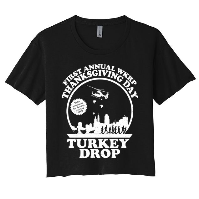 Thanksgiving WKRP Turkey Drop Crop Top