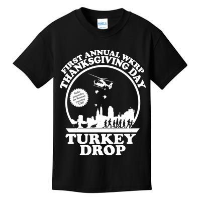 Thanksgiving WKRP Turkey Drop Kids T-Shirt