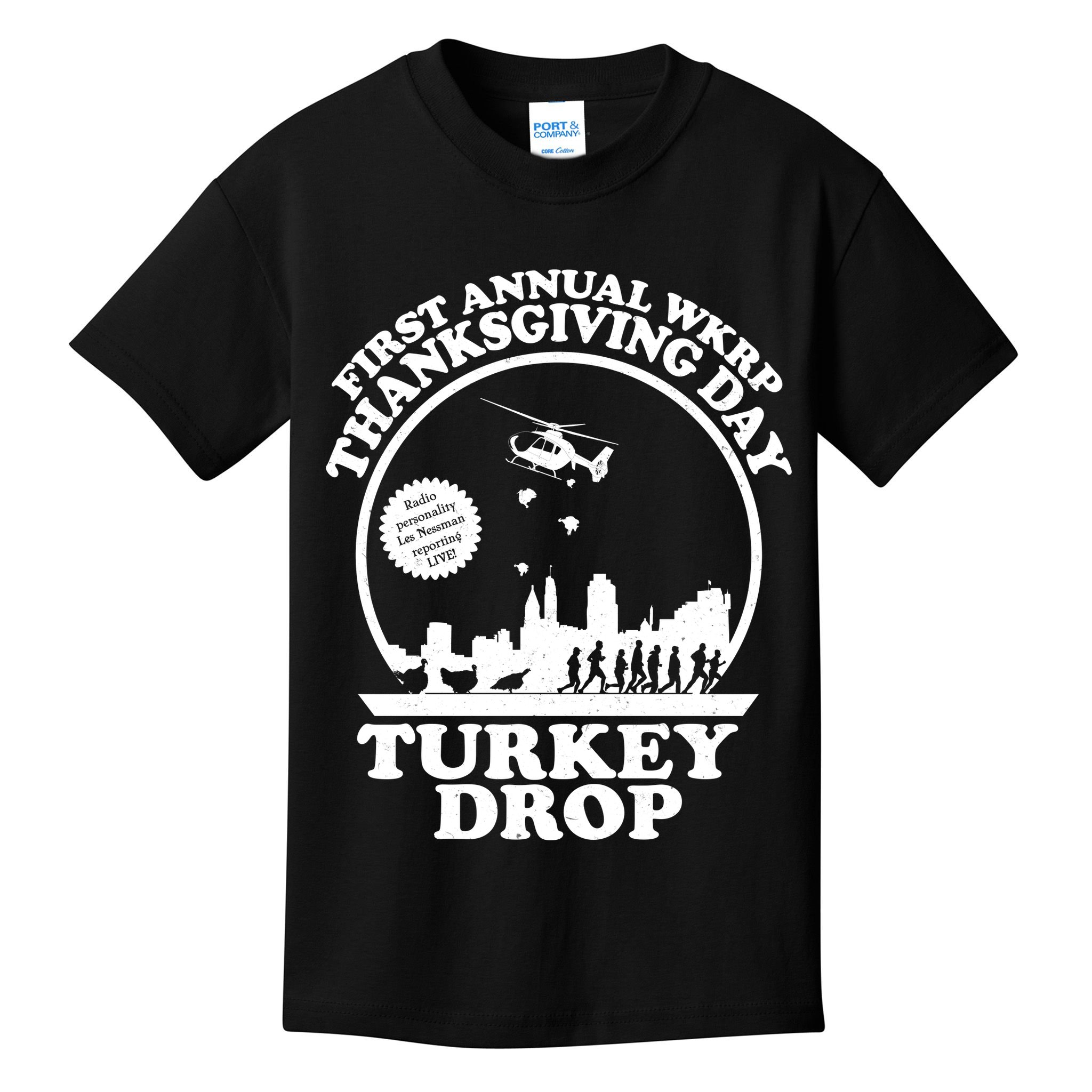 Thanksgiving WKRP Turkey Drop Kids T-Shirt