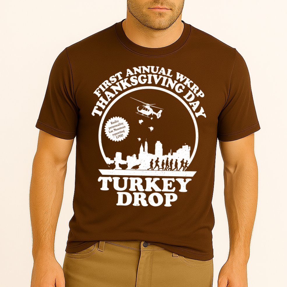 Thanksgiving WKRP Turkey Drop Performance Shirt