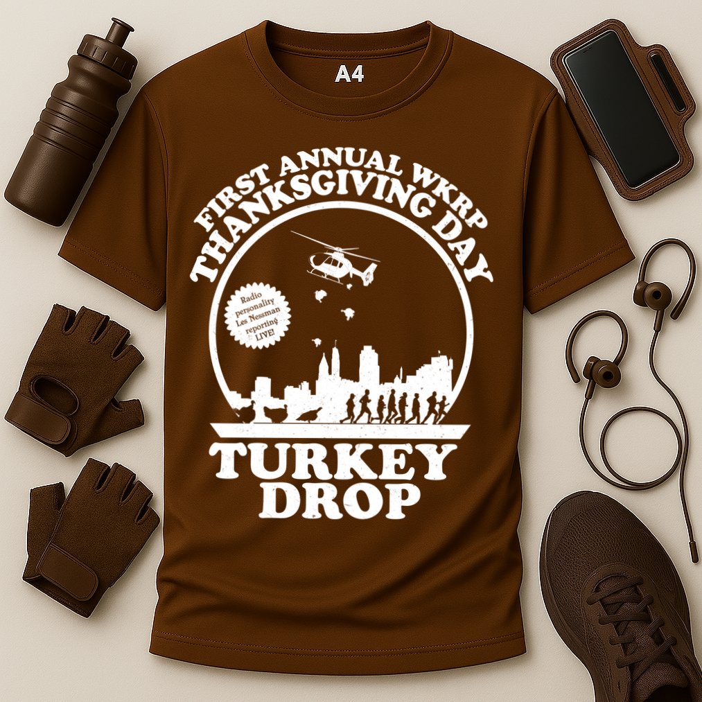 Thanksgiving WKRP Turkey Drop Performance Shirt