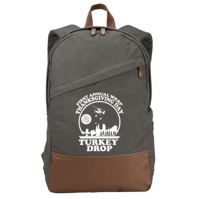 Thanksgiving WKRP Turkey Drop Cotton Canvas Backpack