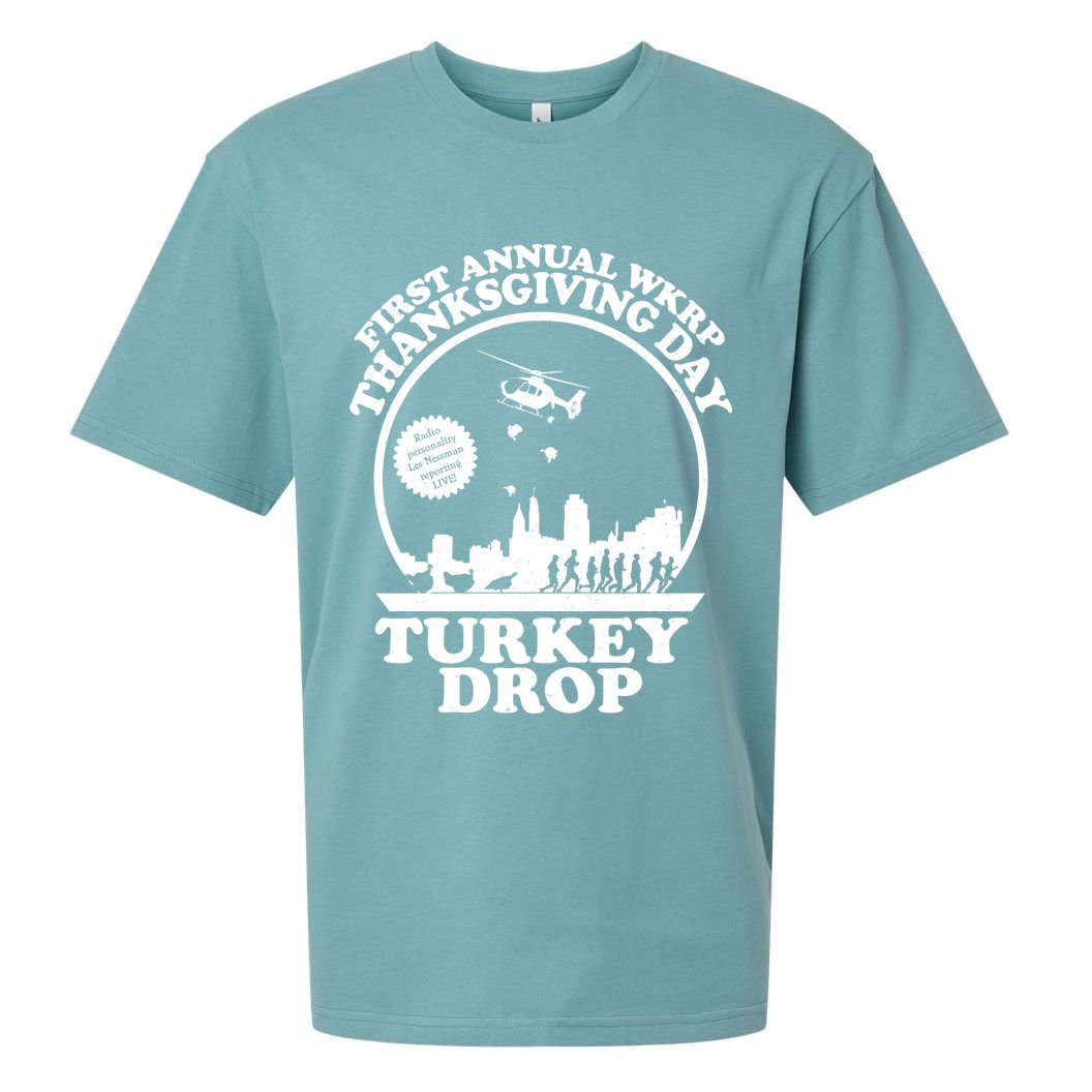 Thanksgiving WKRP Turkey Drop Sueded Cloud Jersey T-Shirt