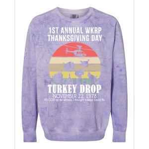 Thanksgiving WKRP Turkey's Drop Colorblast Crewneck Sweatshirt