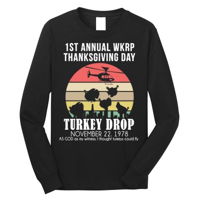 Thanksgiving WKRP Turkey's Drop Long Sleeve Shirt