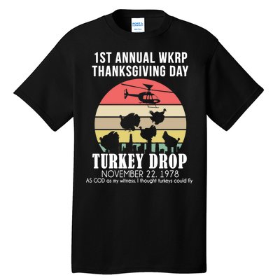 Thanksgiving WKRP Turkey's Drop Tall T-Shirt