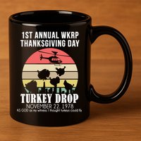 Thanksgiving WKRP Turkey's Drop 11oz C Handle Ceramic Mug