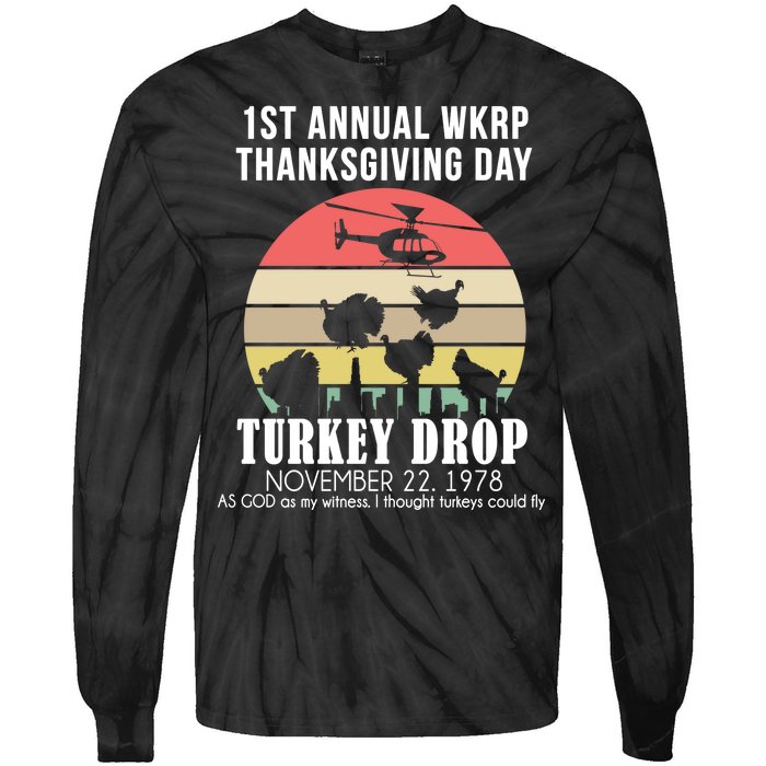 Thanksgiving WKRP Turkey's Drop Tie-Dye Long Sleeve Shirt