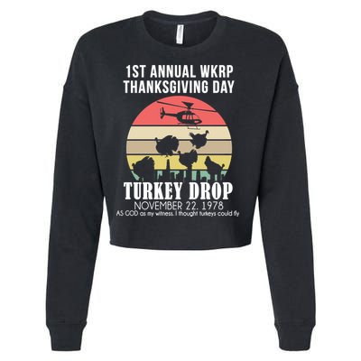 Thanksgiving WKRP Turkey's Drop Cropped Pullover Crew