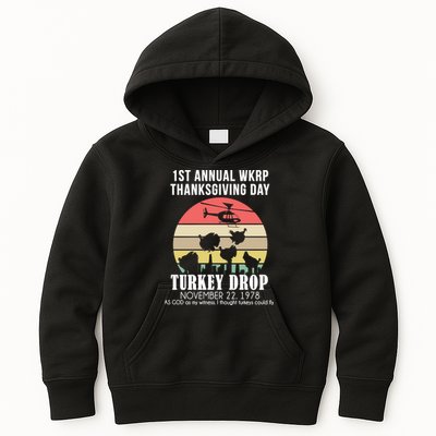 Thanksgiving WKRP Turkey's Drop Kids Hoodie