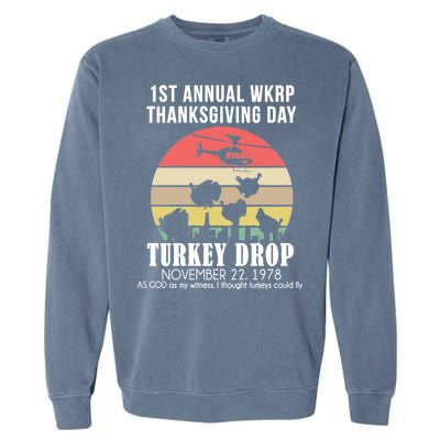 Thanksgiving WKRP Turkey's Drop Garment-Dyed Sweatshirt