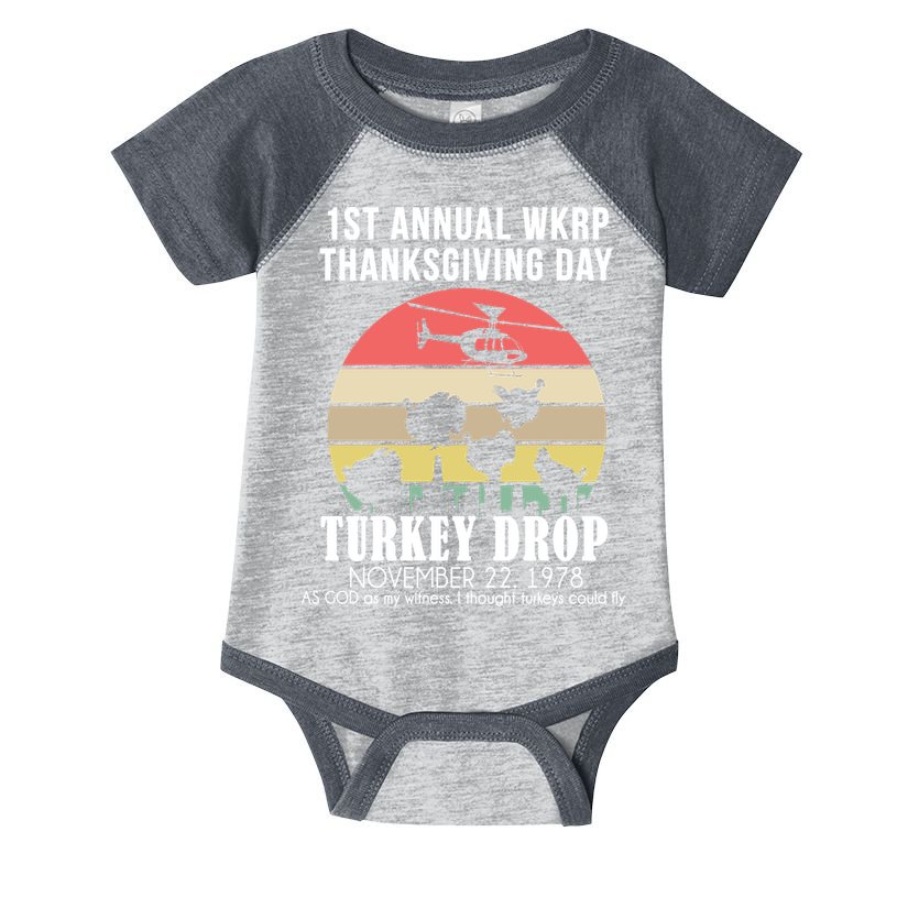 Thanksgiving WKRP Turkey's Drop Infant Baby Jersey Bodysuit