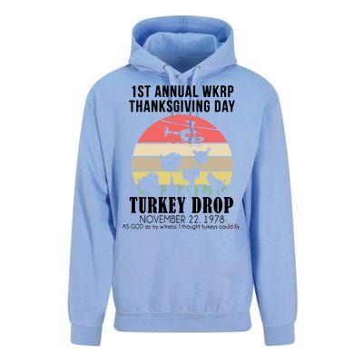 Thanksgiving WKRP Turkey's Drop Unisex Surf Hoodie