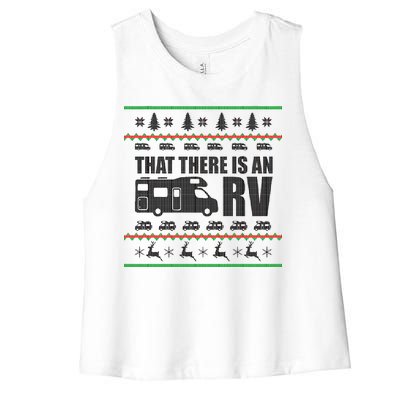 That There Is An RV Ugly Christmas Women's Racerback Cropped Tank