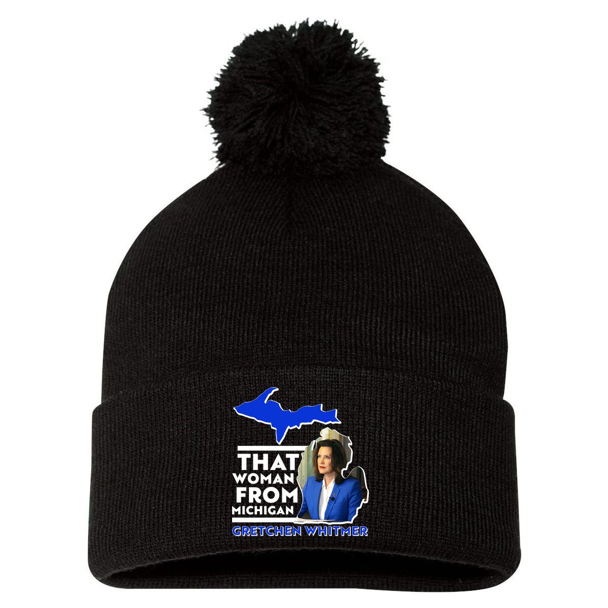 That Woman From Michigan Gretchen Whitmer Pom Pom 12in Knit Beanie