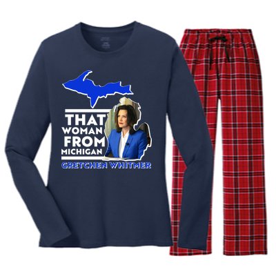 That Woman From Michigan Gretchen Whitmer Women's Long Sleeve Flannel Pajama Set 