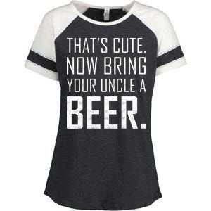 That's Cute Now Bring Your Uncle A Beer Enza Ladies Jersey Colorblock Tee