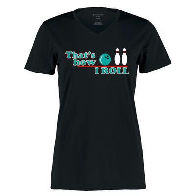 That's How I Roll Bowling Women's Momentum V-Neck T-Shirt