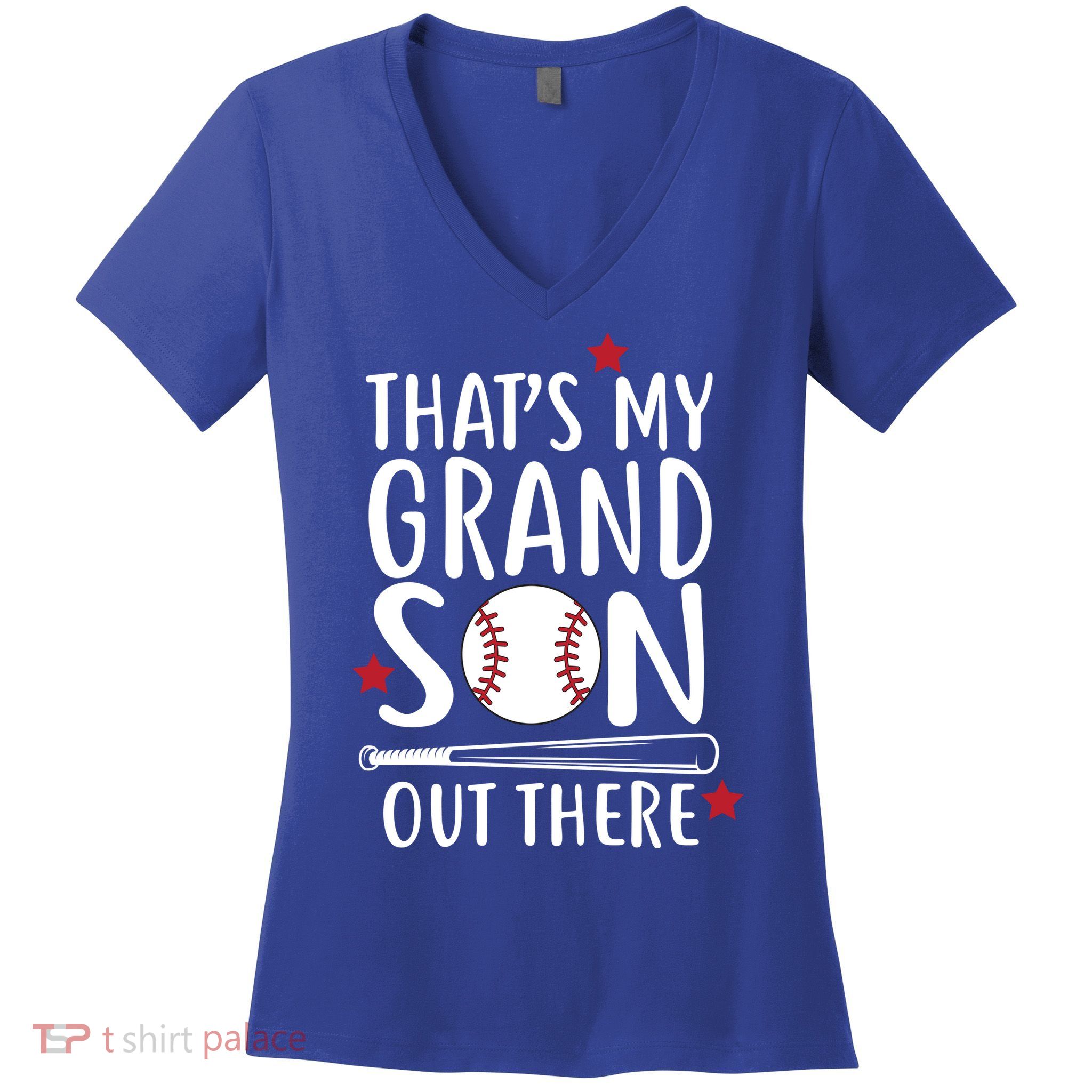 That's My Grandson Out There Women's V-Neck T-Shirt