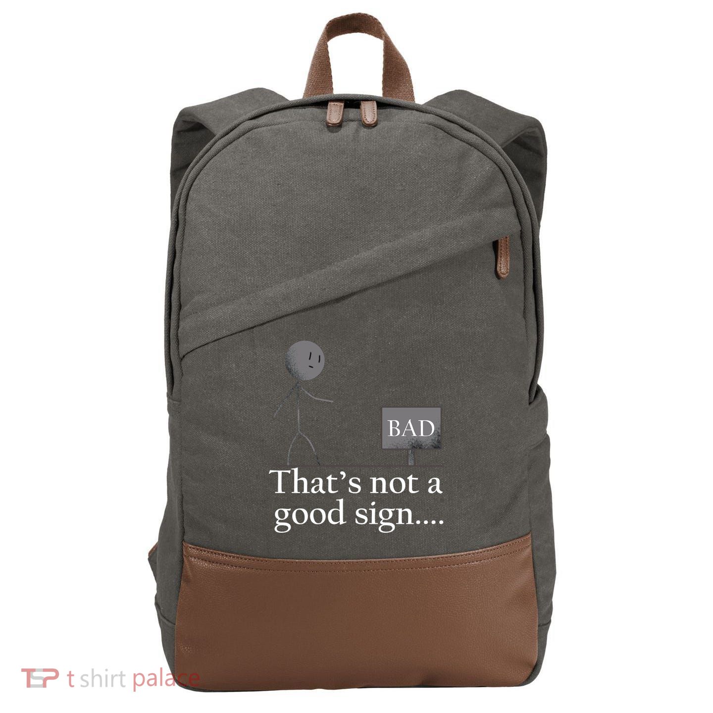 That's Not a Good Sign Funny Stick Figure Cotton Canvas Backpack