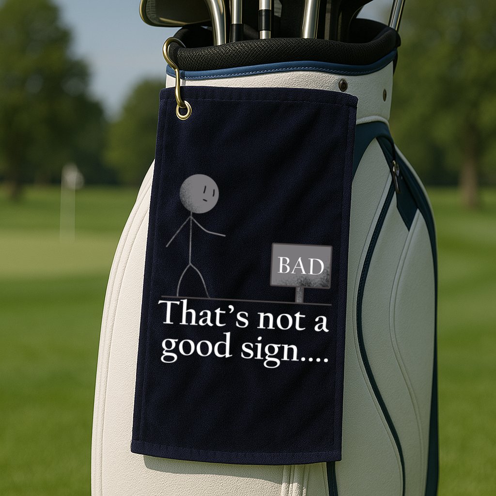 That's Not a Good Sign Funny Stick Figure Golf Towel