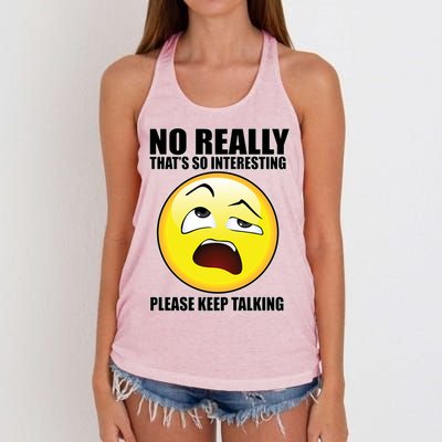 That's So Interesting Keep Talking Emoji Face Women's Knotted Racerback Tank