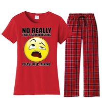 That's So Interesting Keep Talking Emoji Face Women's Flannel Pajama Set