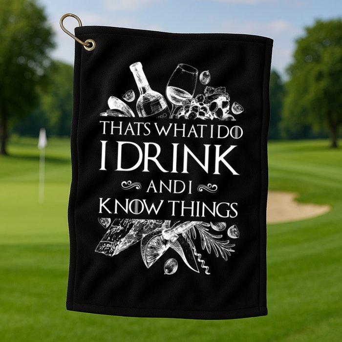 That's What I Do I Drink And I Know Golf Towel