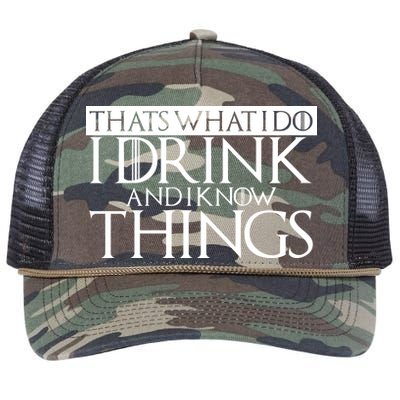 That's What I Do I Drink And I Know Things Retro Rope Trucker Hat Cap