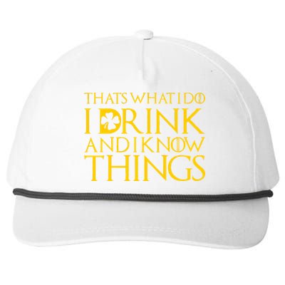 Thats What I Do I Drink and I Know Things St Patricks Day Clover Snapback Five-Panel Rope Hat