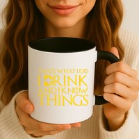 Thats What I Do I Drink and I Know Things St Patricks Day Clover Mug