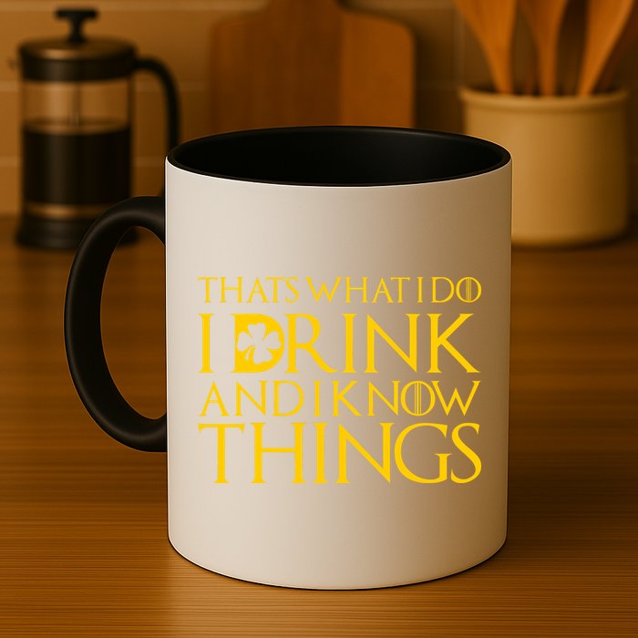 Thats What I Do I Drink and I Know Things St Patricks Day Clover Mug