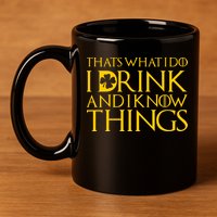 Thats What I Do I Drink and I Know Things St Patricks Day Clover 11oz C Handle Ceramic Mug
