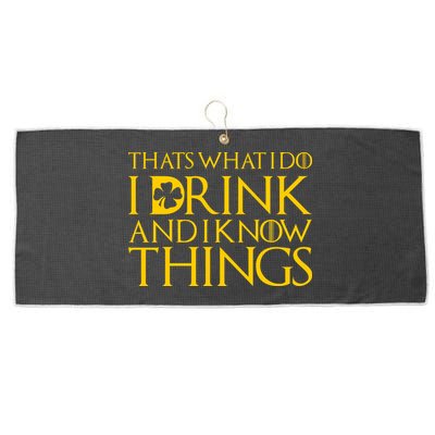 Thats What I Do I Drink and I Know Things St Patricks Day Clover Large Microfiber Waffle Golf Towel