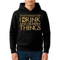 Thats What I Do I Drink and I Know Things St Patricks Day Clover Kids Hoodie