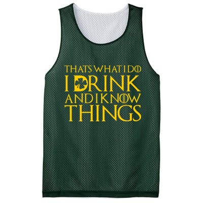 Thats What I Do I Drink and I Know Things St Patricks Day Clover Mesh Reversible Basketball Jersey Tank